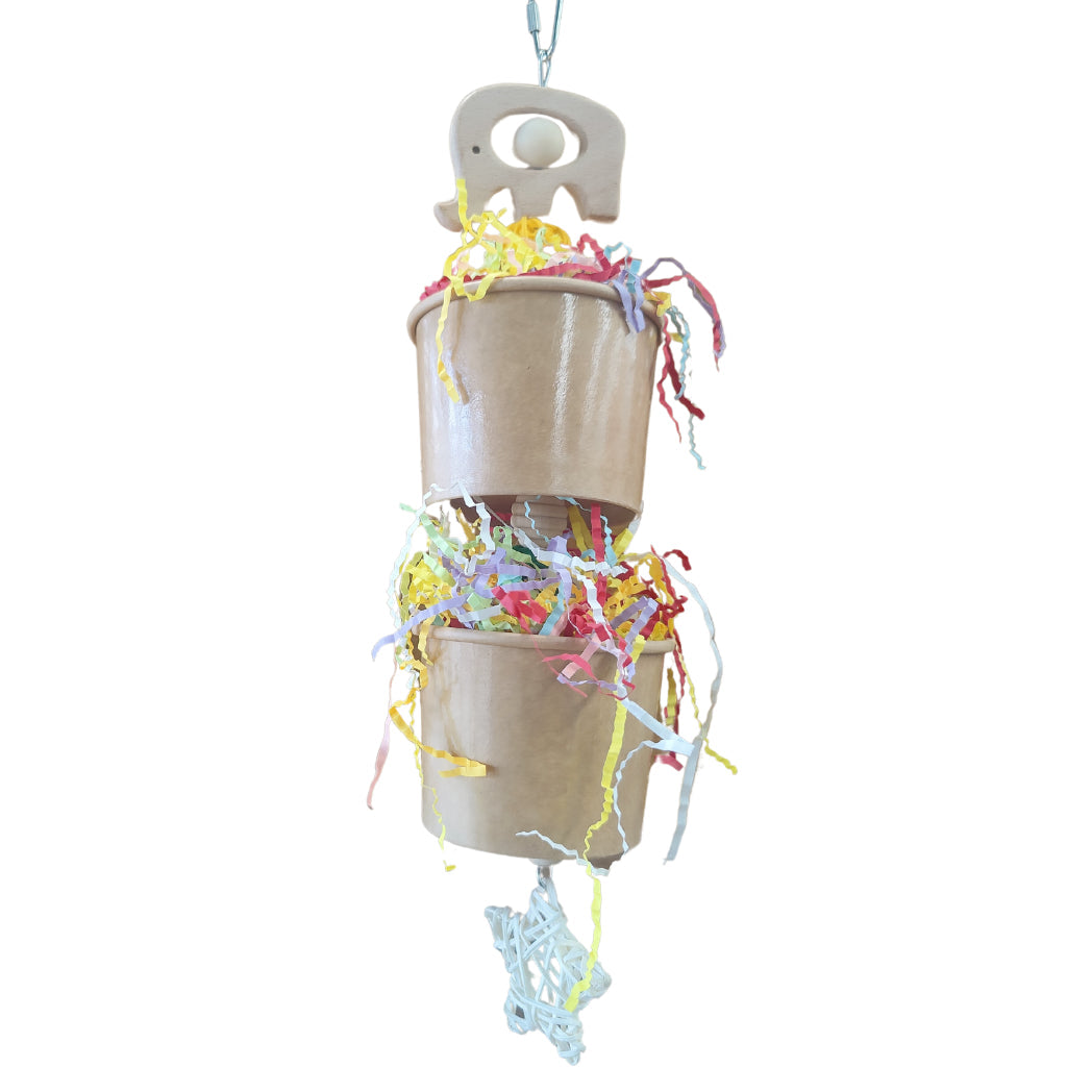 Natural Birdie or Elephant Cup Bird Toy Lou Lou Bells Bird Toys