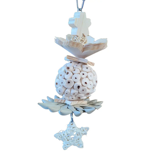 natural, flowers sola ball, stars wired together bird toy