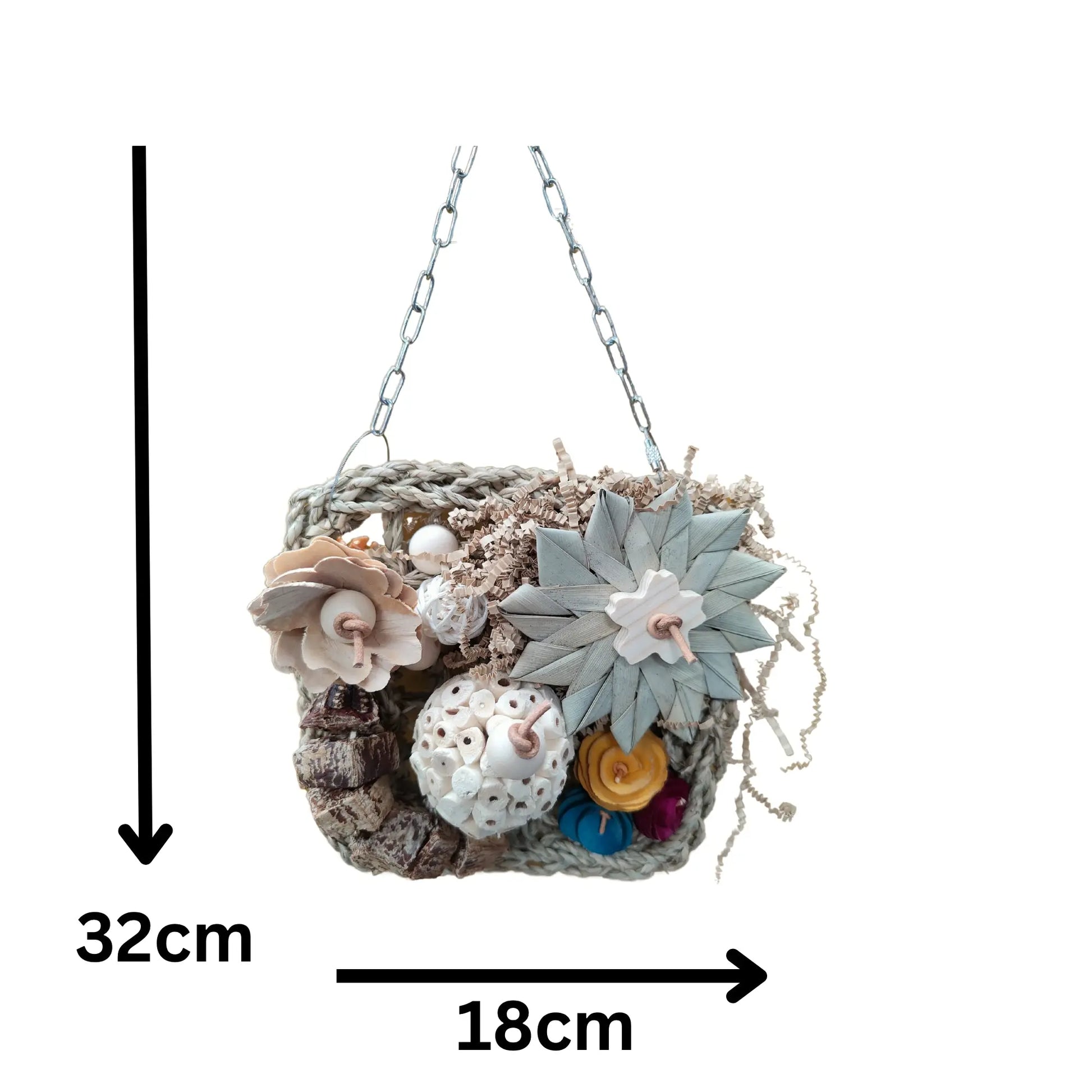 Natural Hanging Mat Bird Toy Lou Lou Bells Bird Toys