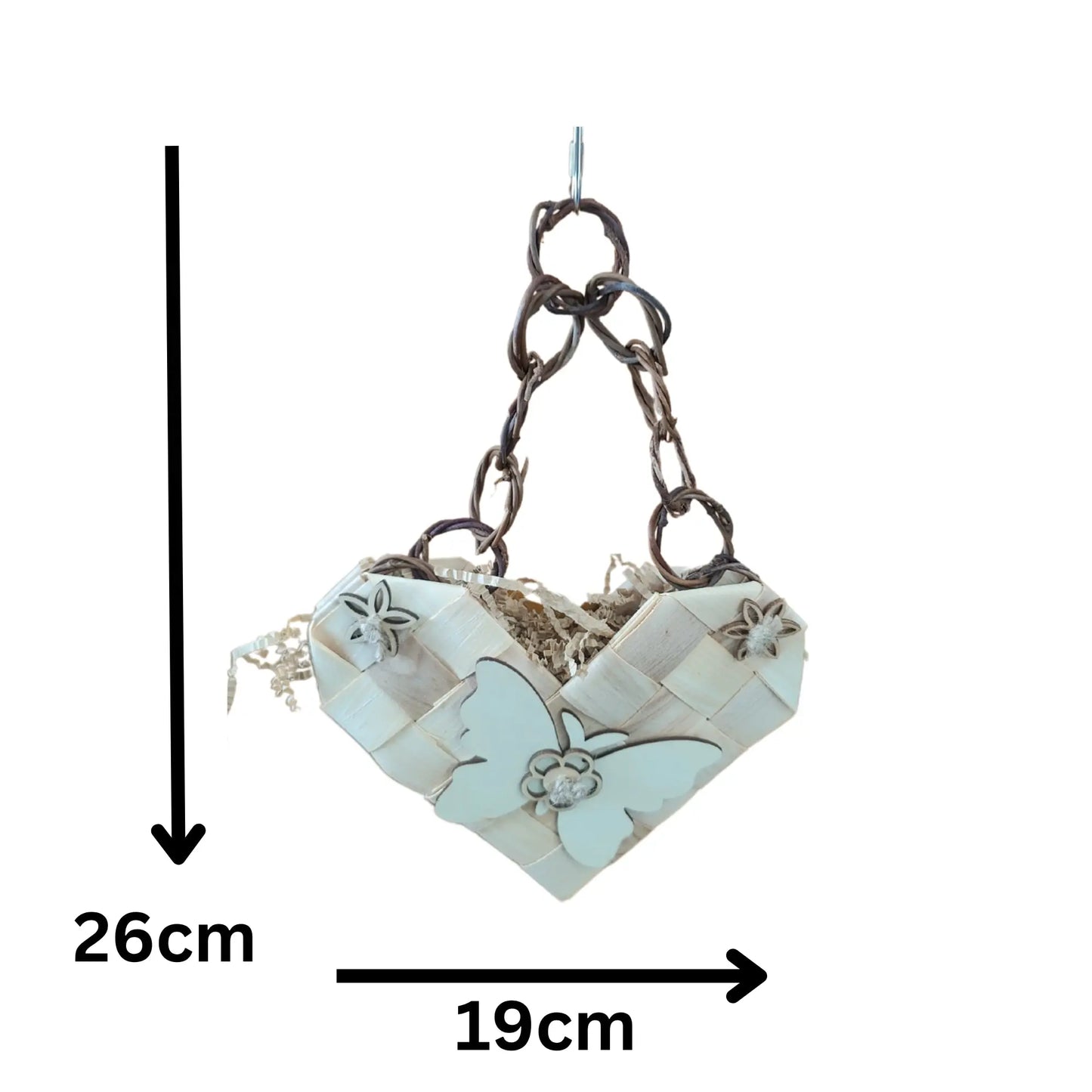 Natural Heart on a Chain Bird Toy Lou Lou Bells Bird Toys