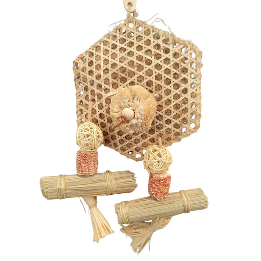 natural hex bird toy for your bird to shred