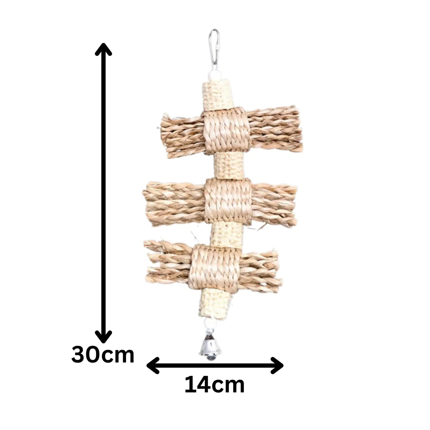 Natural Palm Leaf Weave with Corn Husk Bird Toy Lou Lou Bells Bird Toys