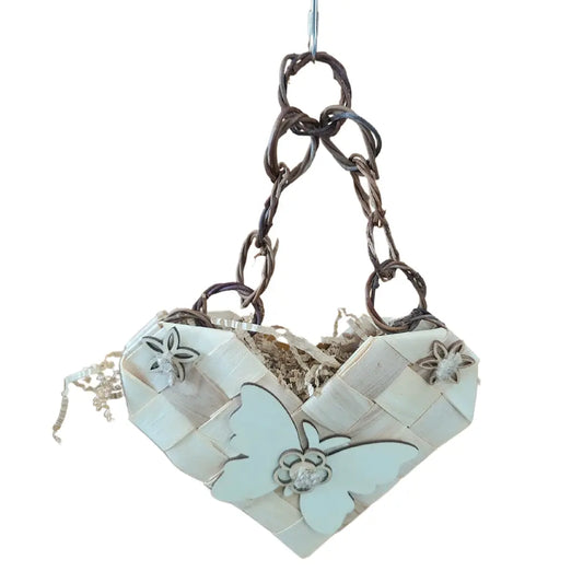 heart made of natural materials bird toy