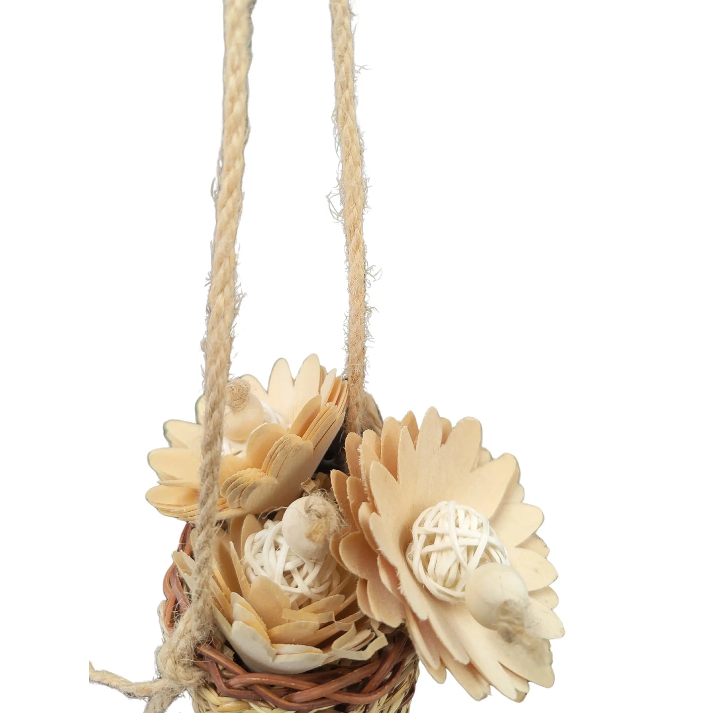close up of the natural nest of flowers bird toy