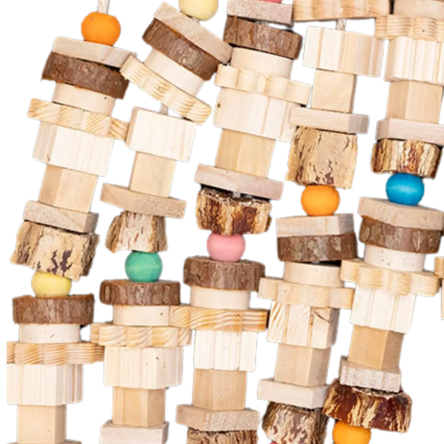 Designed specifically for large birds who love to chew, shred, and explore, this toy offers a rich variety of textures and shapes to promote mental stimulation, physical exercise, and natural foraging behaviours.