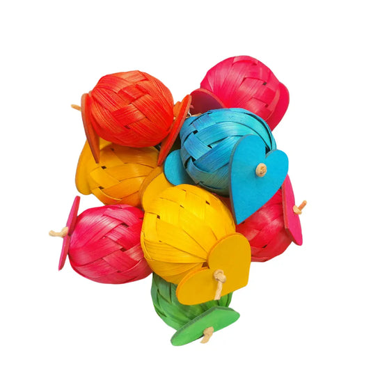 shredable paper balls and hearts bird toy