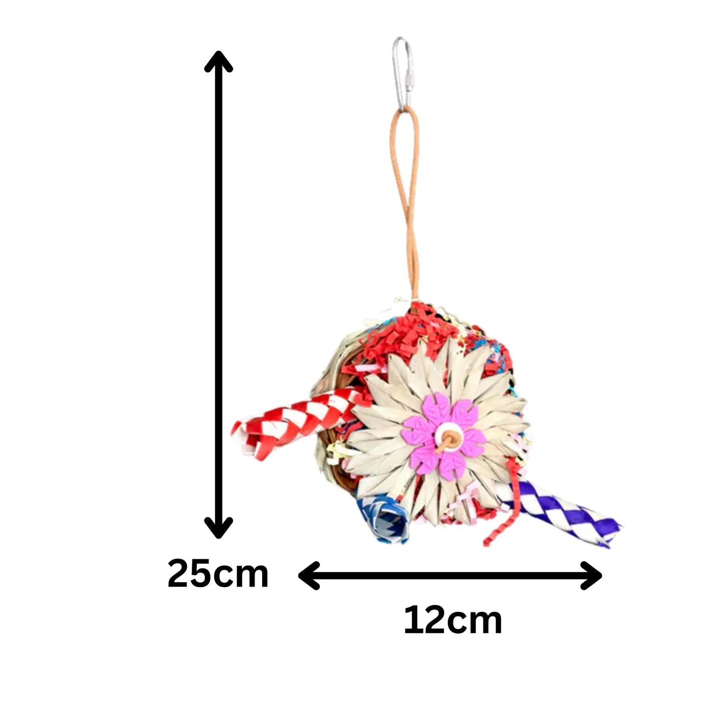 Paper Filled Cane Cup with Finger Traps Bird Toy Lou Lou Bells Bird Toys