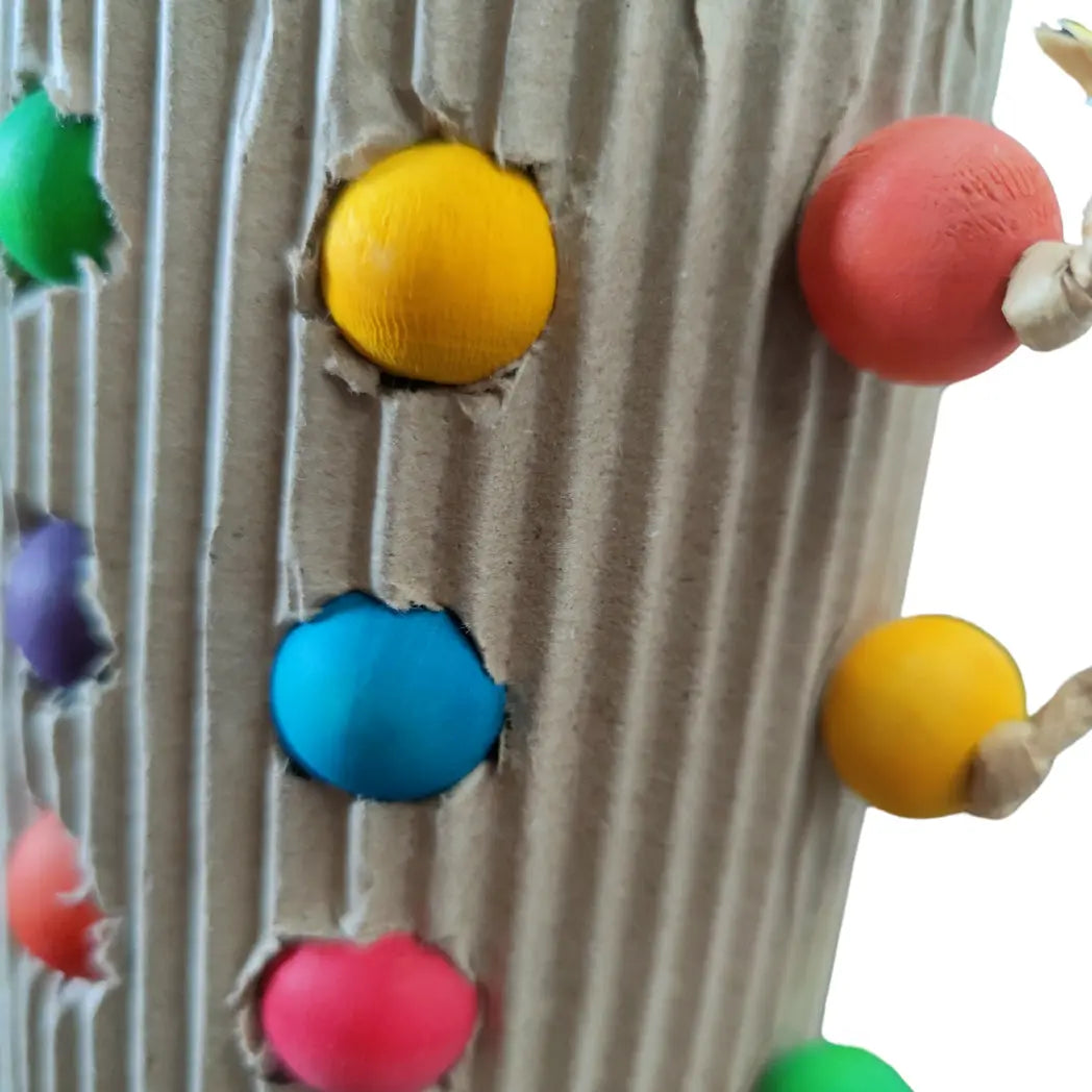 close up rolled hex ends bird toy