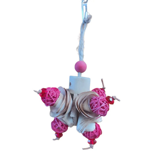 bird toy that looks like a cluster of roses