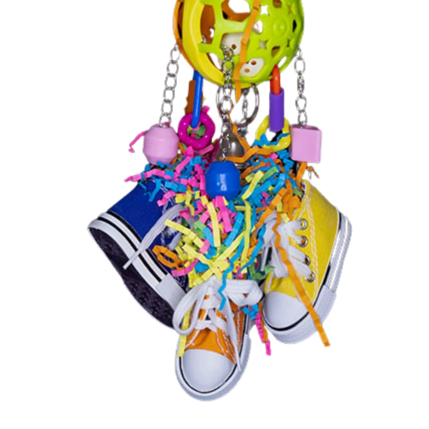 Rubber Ball with Four Hanging Shoes Bird Toy Lou Lou Bells Bird Toys