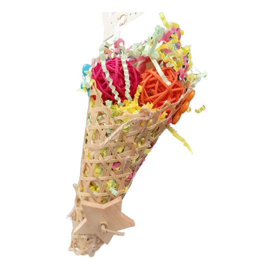 SHREDABLE ICECREAM CONE BIRD TOY
