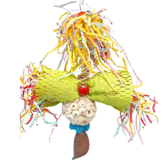 This bird toy looks like a shaggy man bird toy