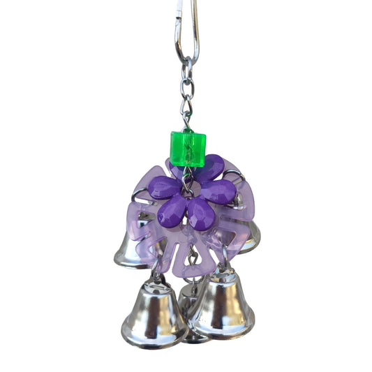 slanted disc with five bells bird toys