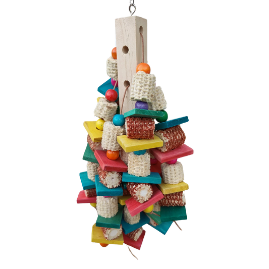 Corn Husks and Wood Slats Bird Toy Lou Lou Bells Bird Toys