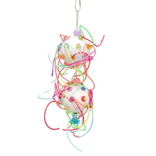 two stringy balls bird toys