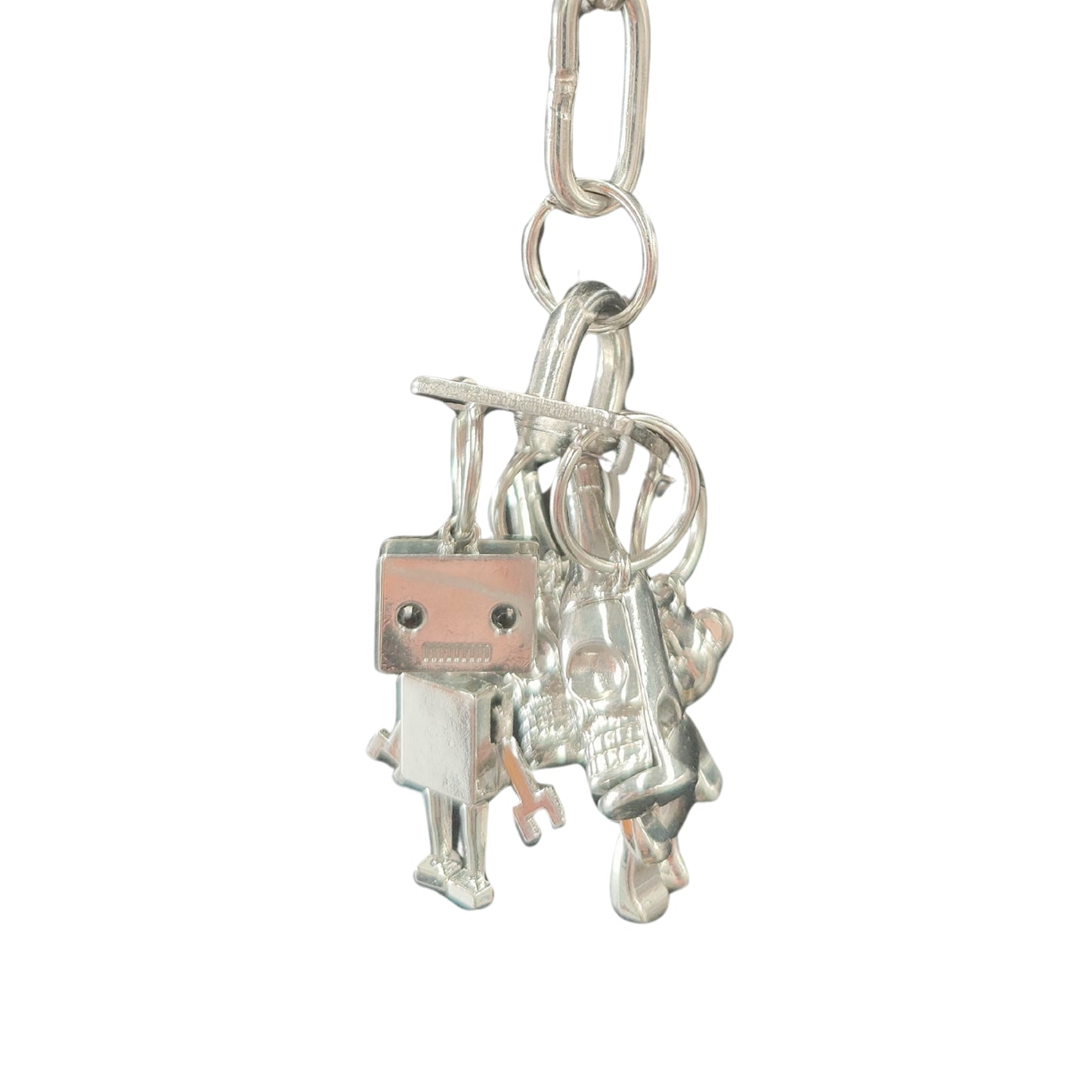 close up of charms 2 strong but cute stainless steel bird toy