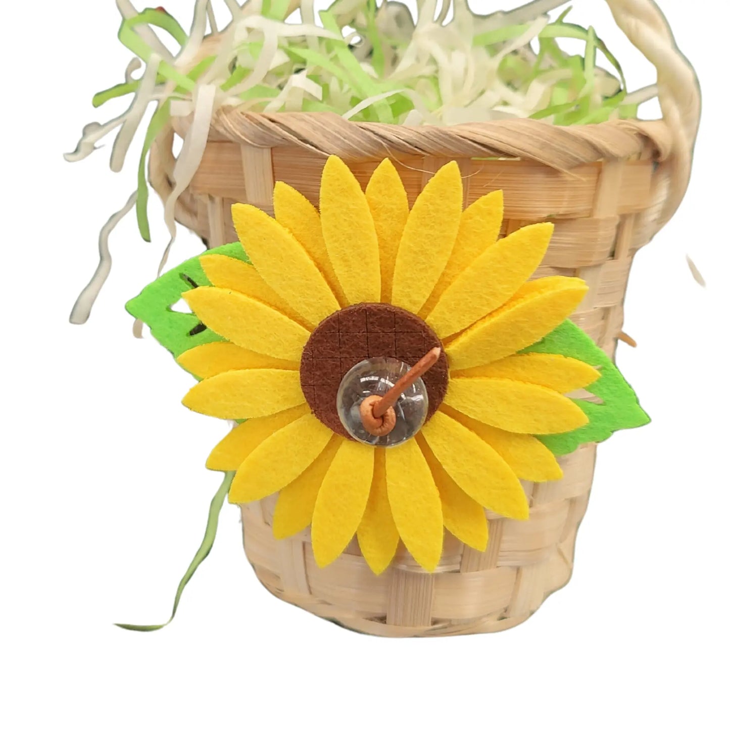 close up sunflower pot bird toy