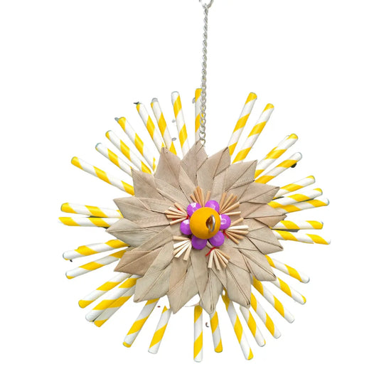 Bright sunshine flower bird toy thats shredable