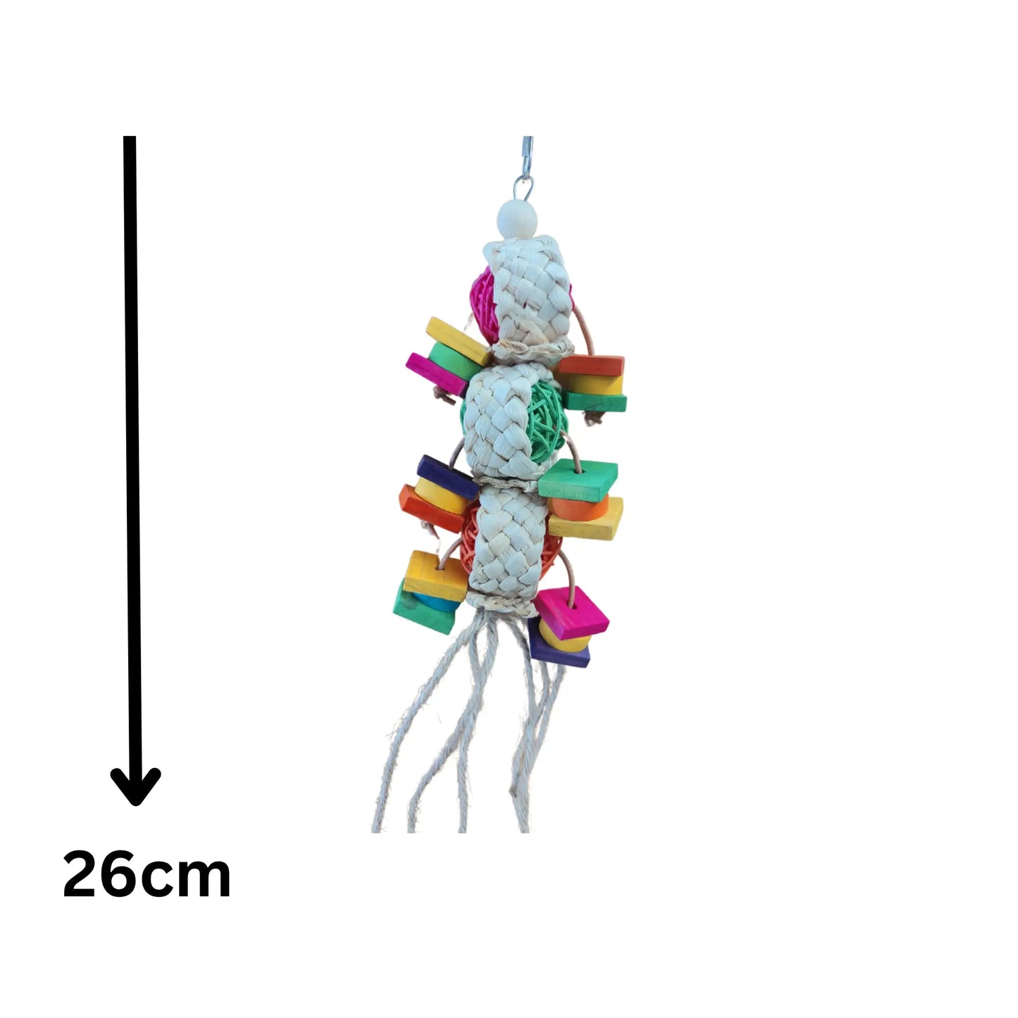 Three Cane balls with Dangles Bird Toy Lou Lou Bells Bird Toys