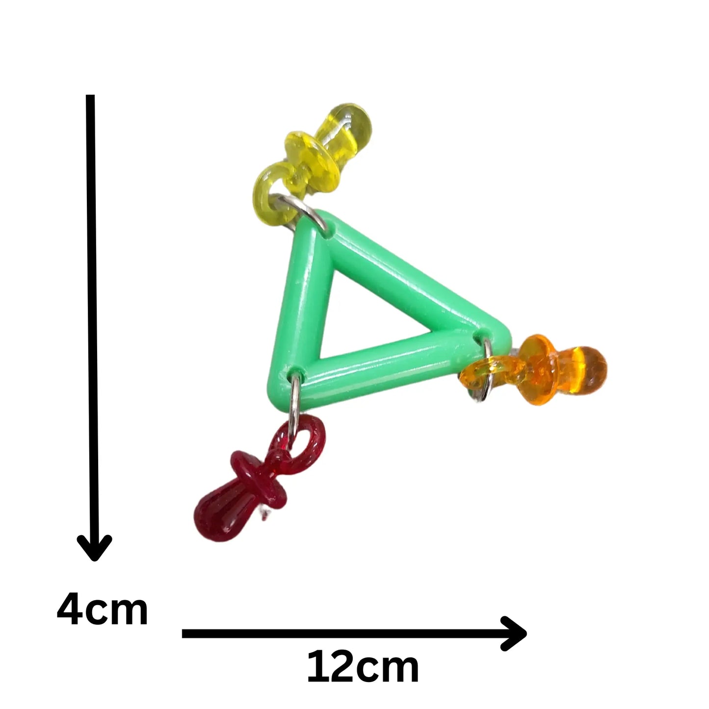 measurements of the triangle with 3 dummies foot toy