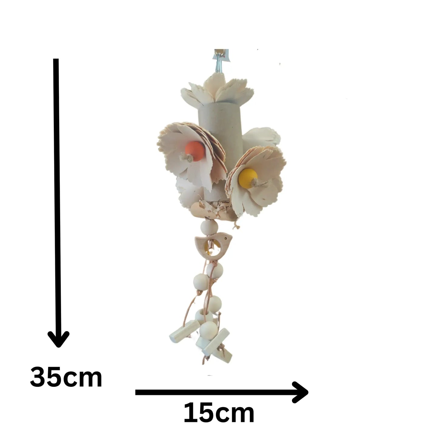 Tube with Wood Roses Bird Toy Lou Lou Bells Bird Toys