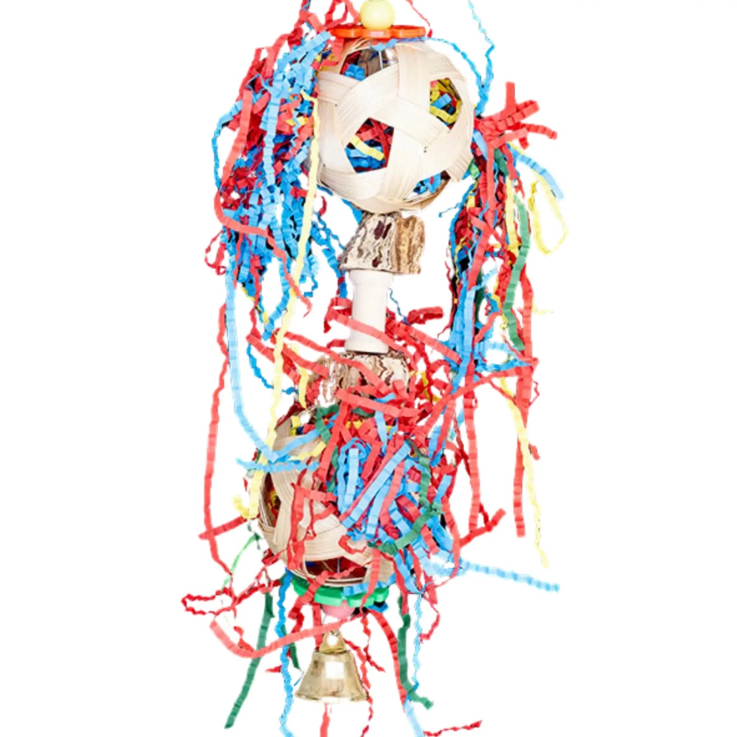 Close up - Two Paper Filled Cane Weave Balls Bird Toy
Packed with natural materials, this toy features two cane weave balls filled with paper—perfect for pulling, shredding, and play. Ideal for medium-sized birds.
Size: 6 cm x 26 cm