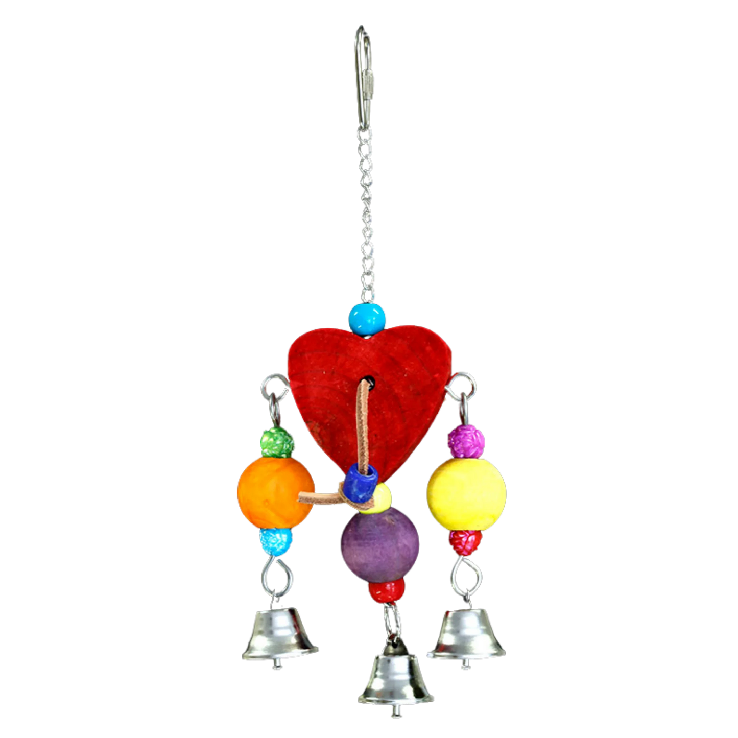 Wooden Heart with Three Bells Bird Toy Lou Lou Bells Bird Toys