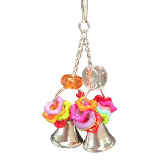 wiggle rings and bells to jingle bird toy
