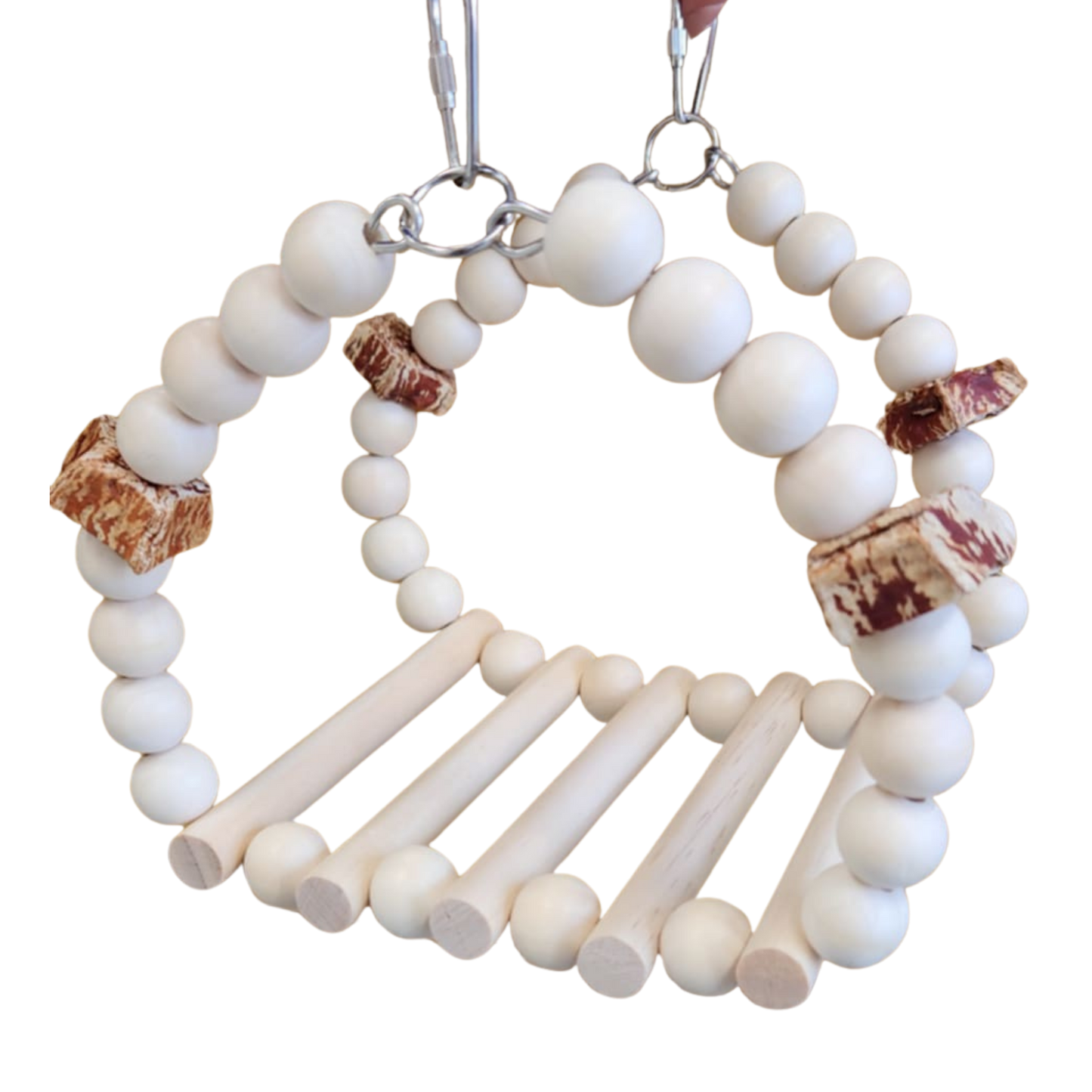 natural wood bridge swing bird toy