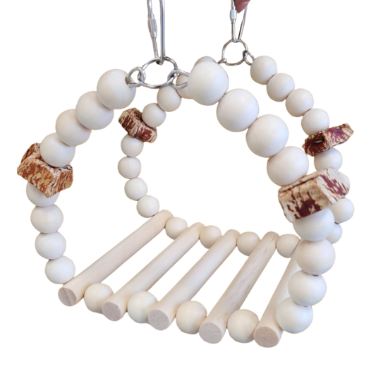 natural wood bridge swing bird toy