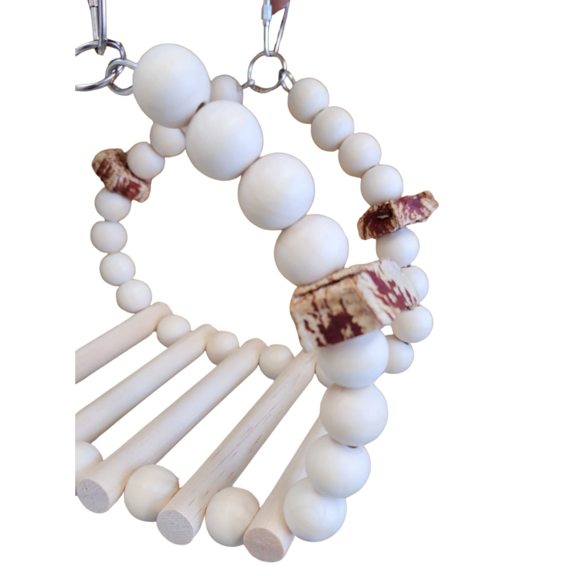 close up of the wood bridge swing