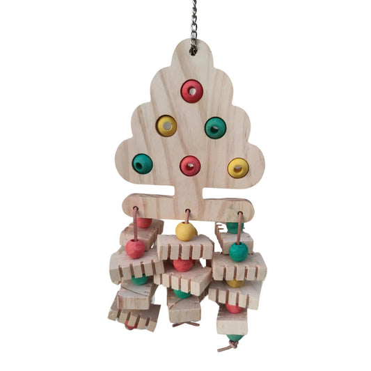 wooden xmas tree bird toy small