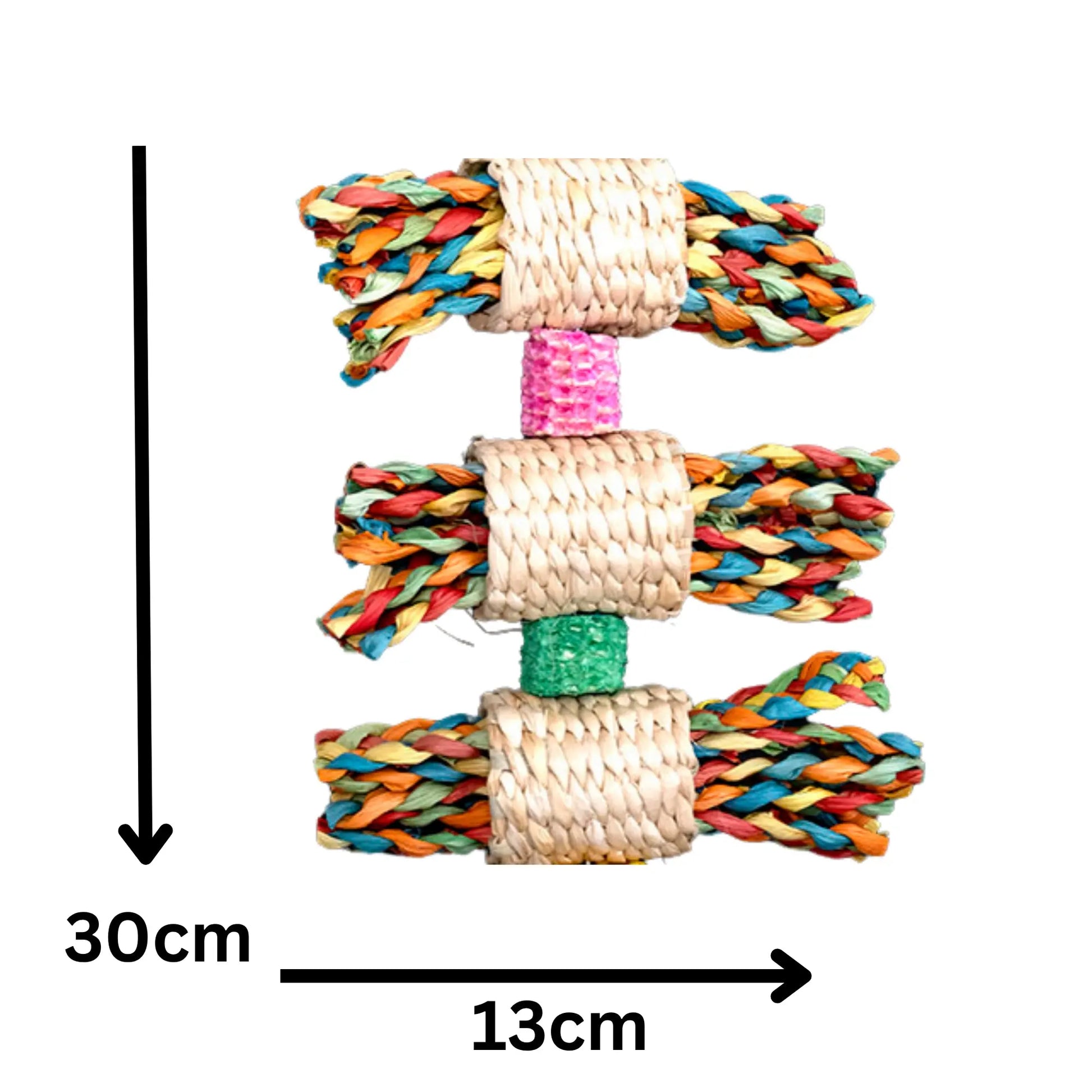 Coloured Palm Leaf Weave with Corn Husk Bird Toy Lou Lou Bells Bird Toys