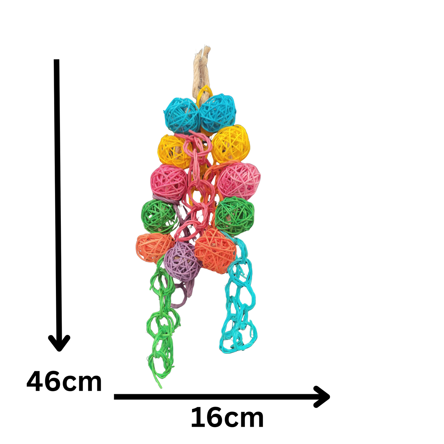 measurements of the hanging coloured cane balls larger version