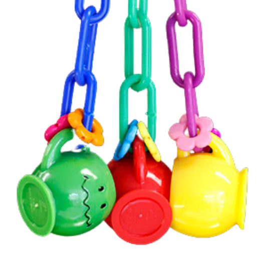 3 Cutie Mugs On Plastic Chains Bird Toy