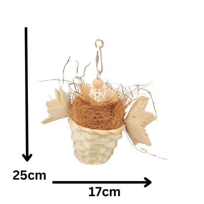 measurements of 3 flowers in a pot bird toy