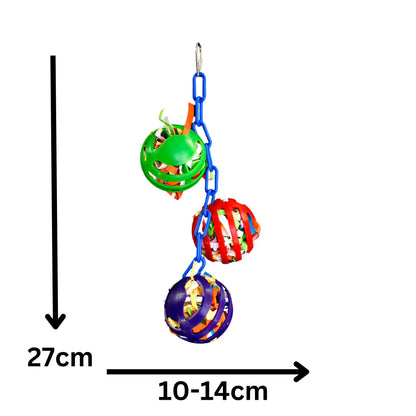 3 Plastic Filled Balls On A Plastic Chain Bird Toy Lou Lou Bells Bird Toys