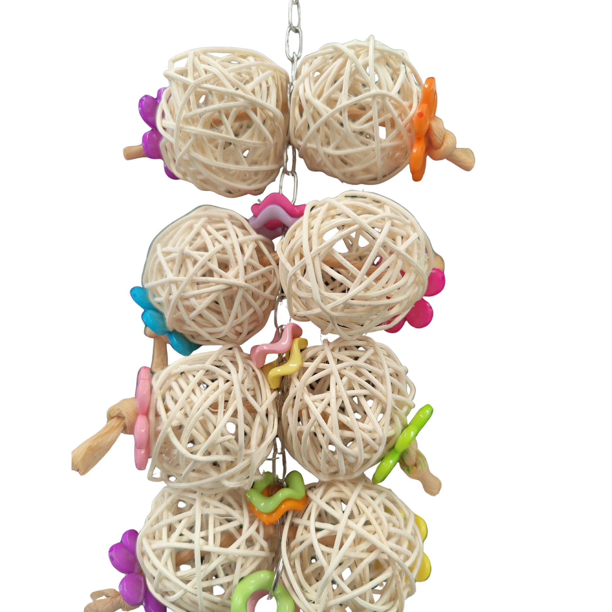 close up of the 8 Balls Bird Toys Lou Lou Bells Bird Toys