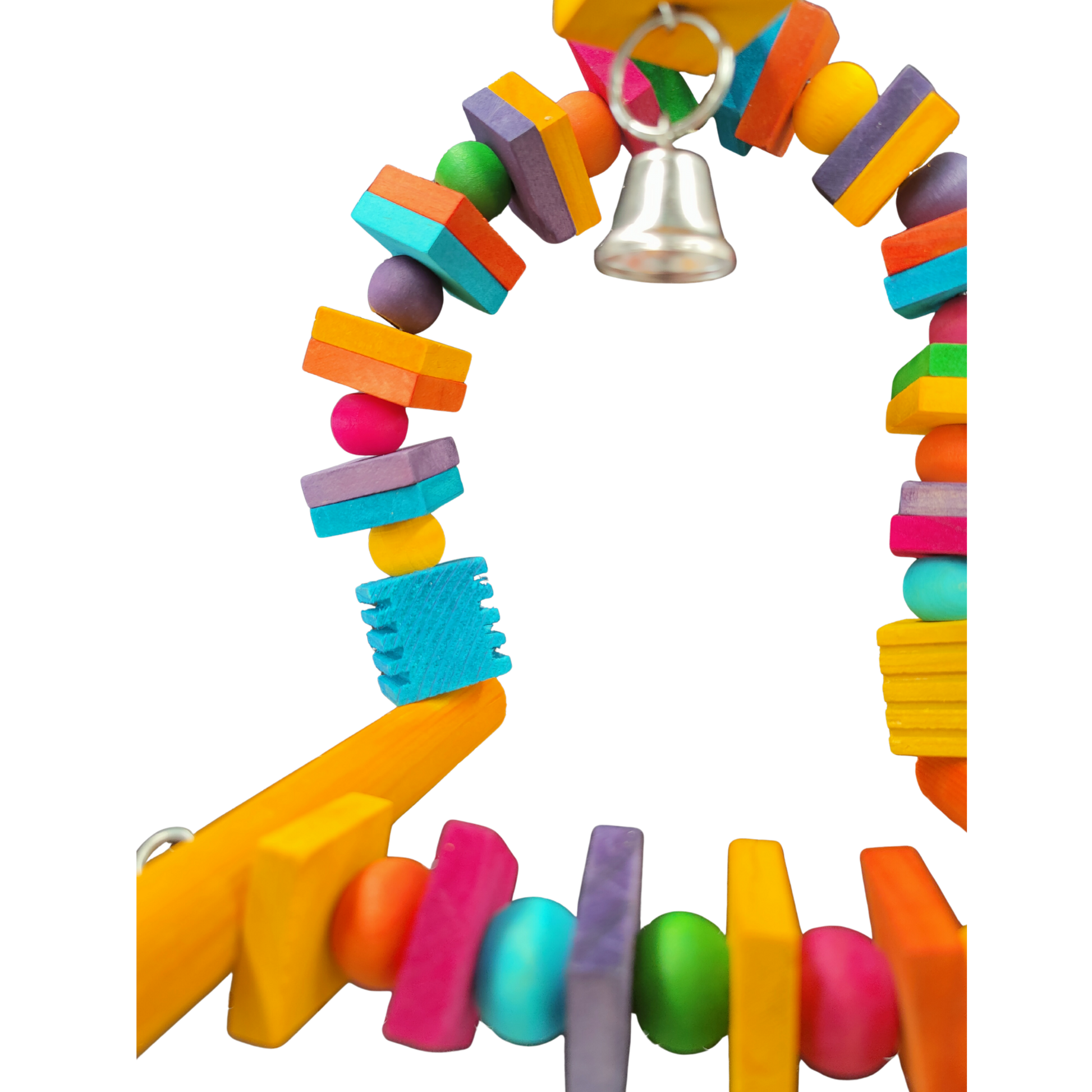 close up of the Arch Swing Bird Toy Lou Lou Bells Bird Toys