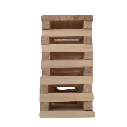 Wooden Block Tower Bird Toy is perfect for interactive fun. Easily hung with a quick link, it can be filled with shredded paper or hidden treats to keep your bird entertained.

Size: 10 x 10 x 19 cm