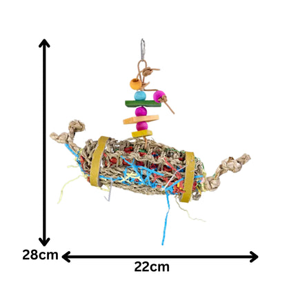 Measurements - 28cm H x 22cm L - Bagel Roll Bird Toy
