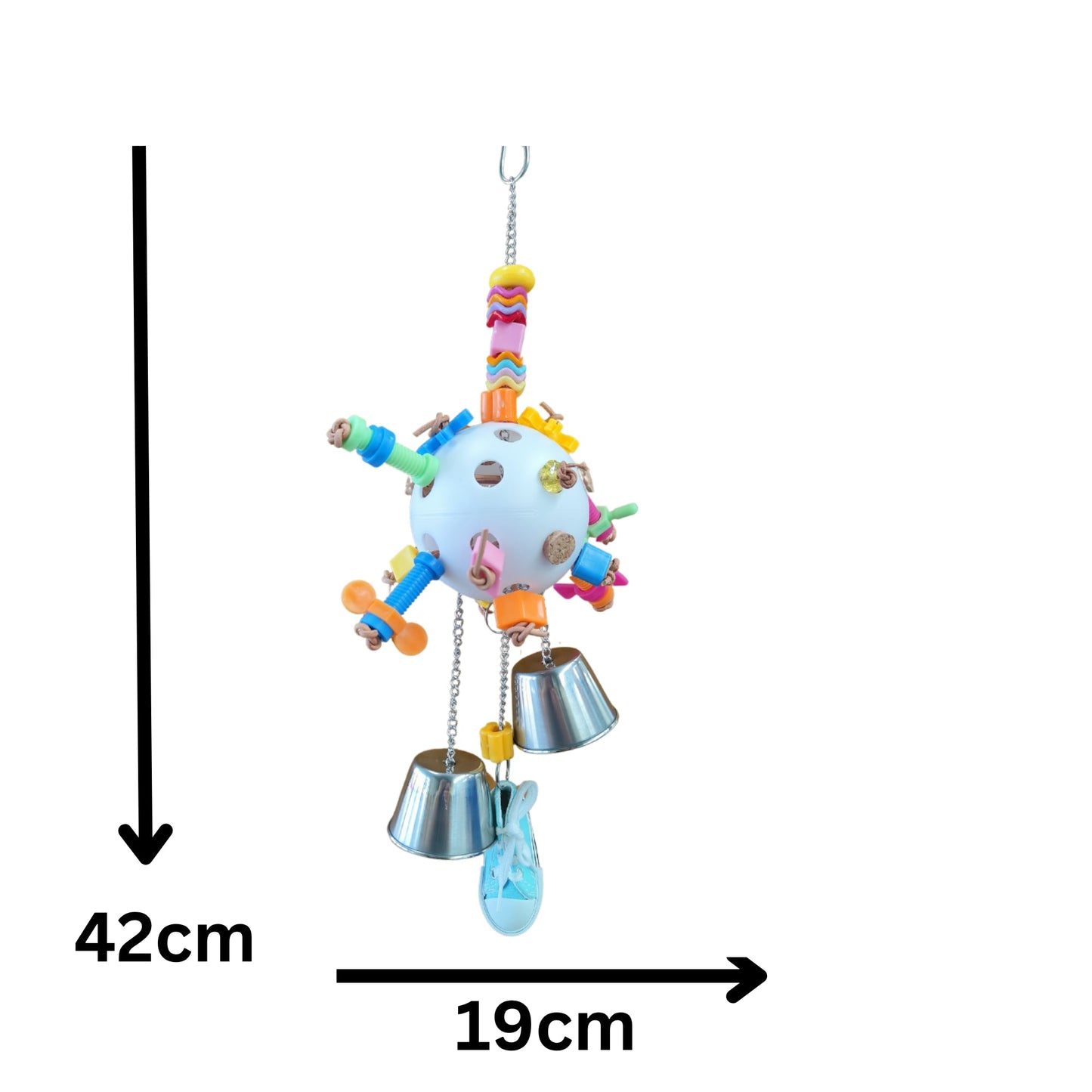 Ball with Large Bells and Shoe Bird Toy Lou Lou Bells Bird Toys