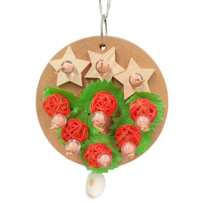round cork plate with cane berry bird toy