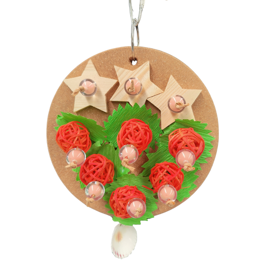 round cork plate with cane berry bird toy