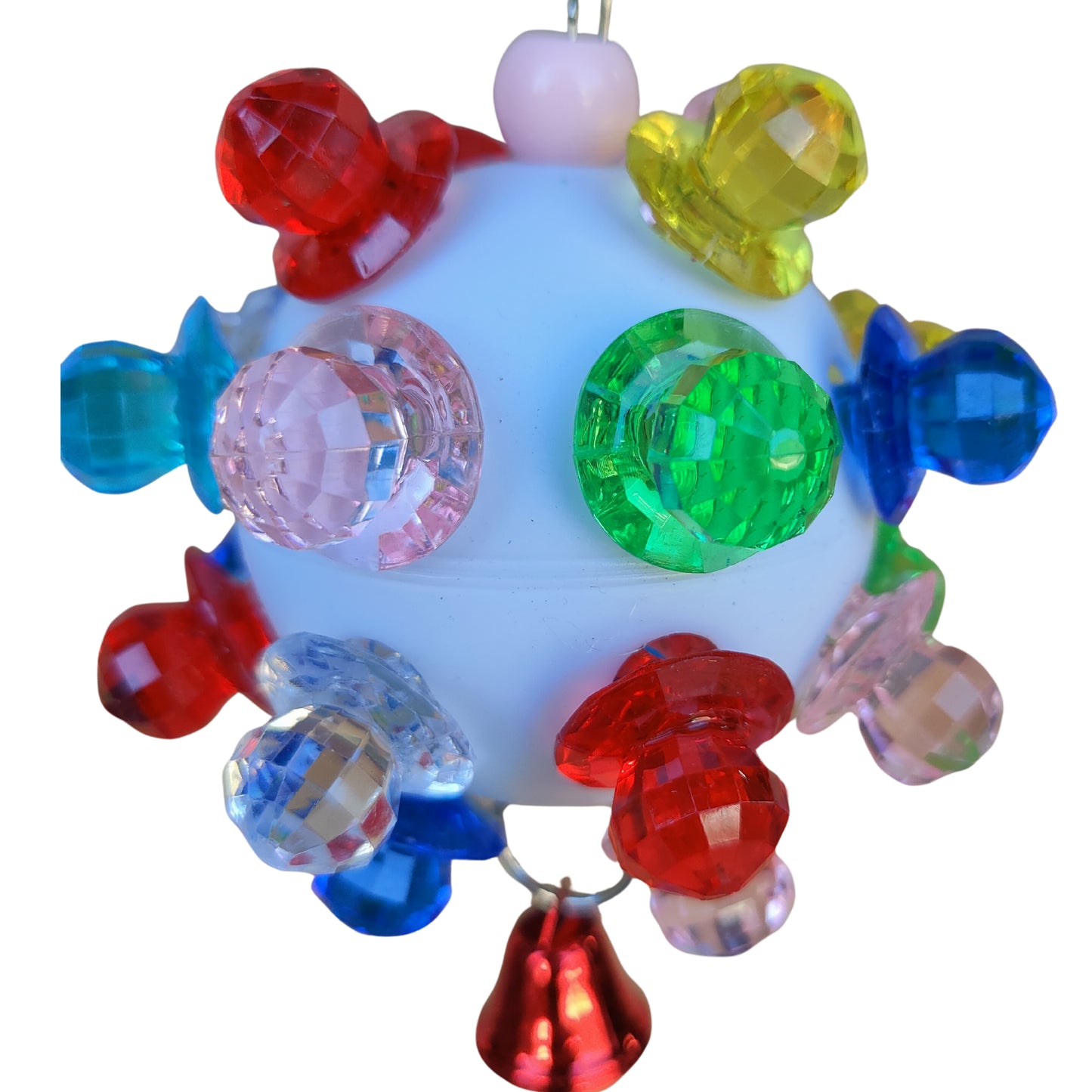 close up of the big dummy ball bird toy