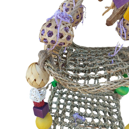 close up of the large double mat swing bird toy
