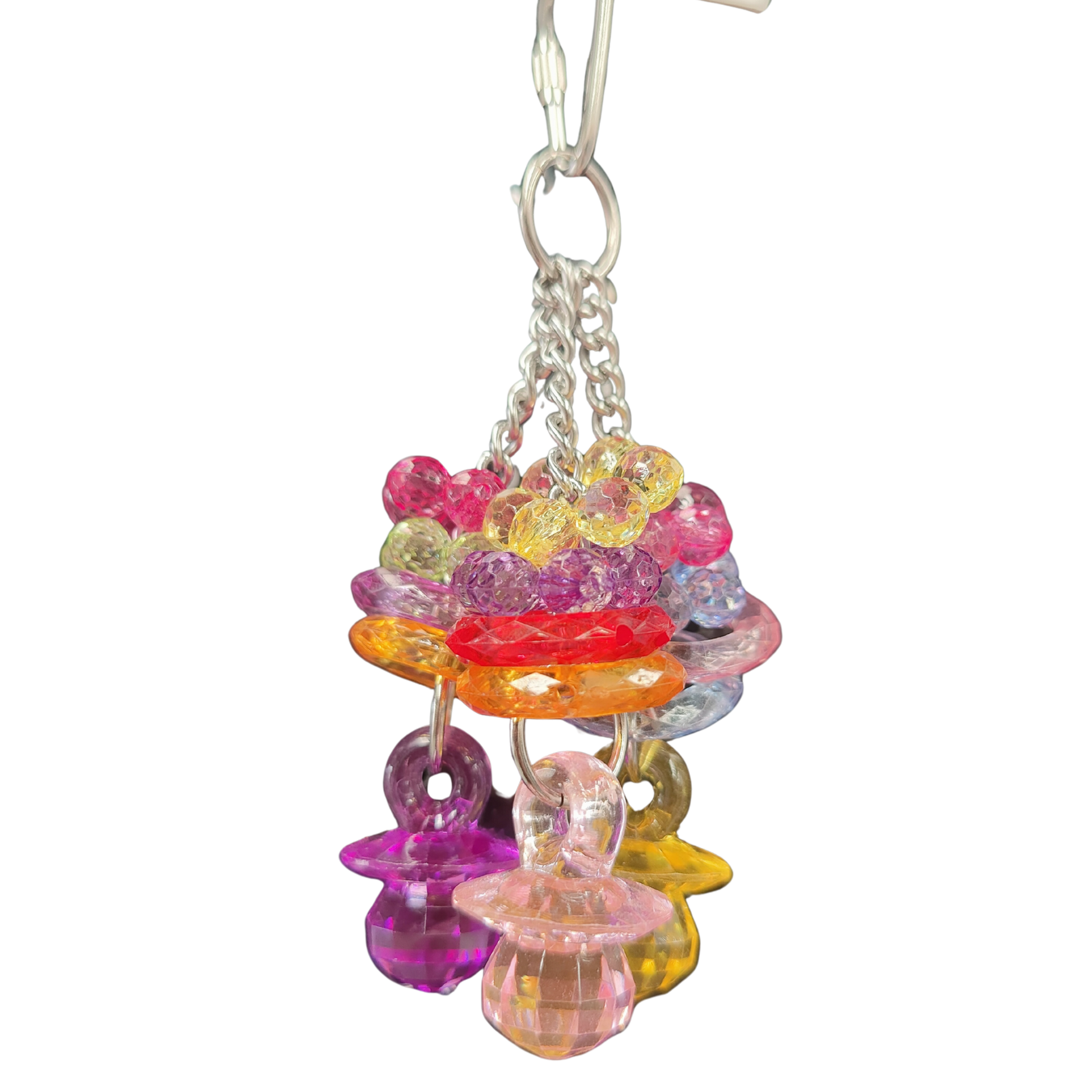  close up of three chains of bling bird toy