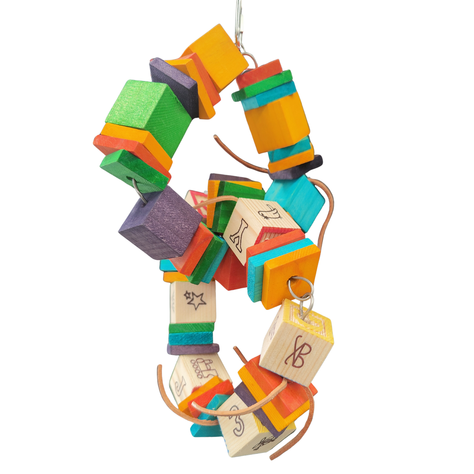 wood blocks shaped into a number 8 bird toy