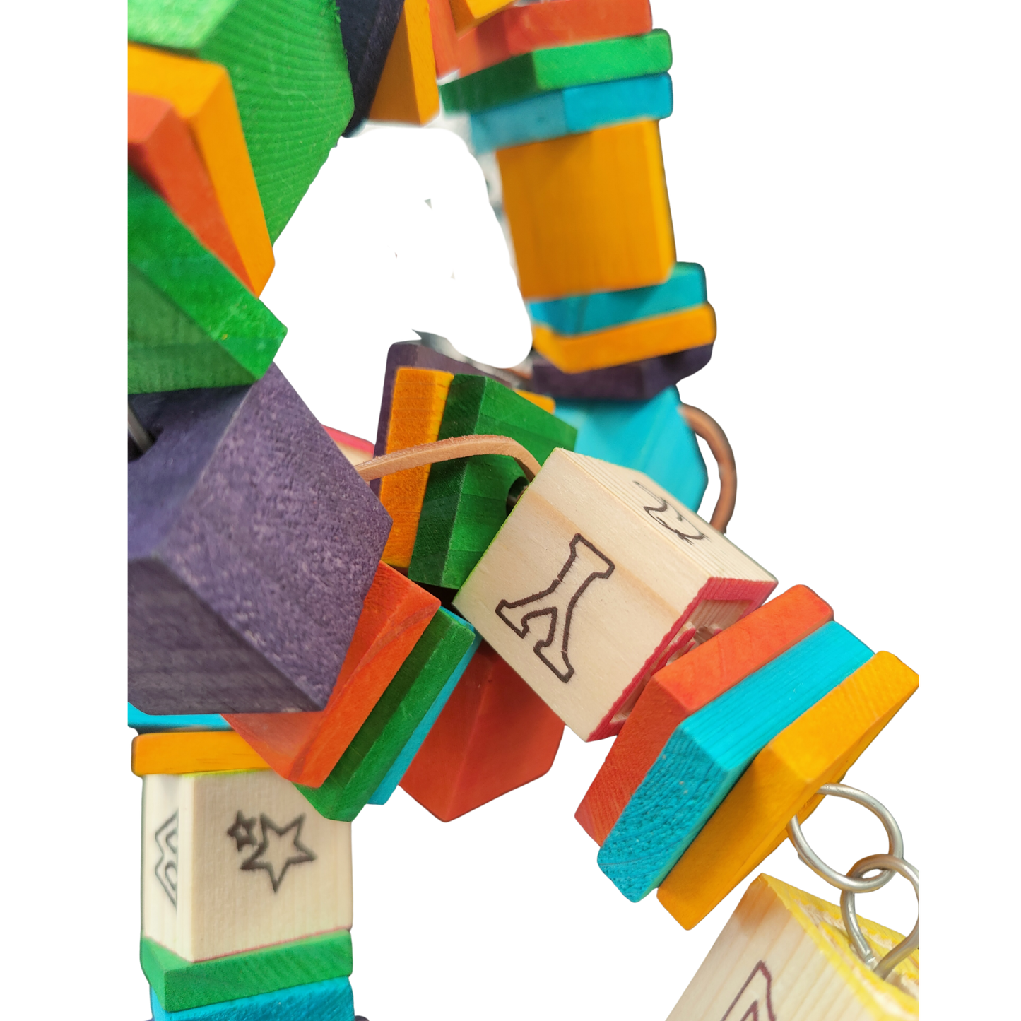 close up of the block 8 bird toy