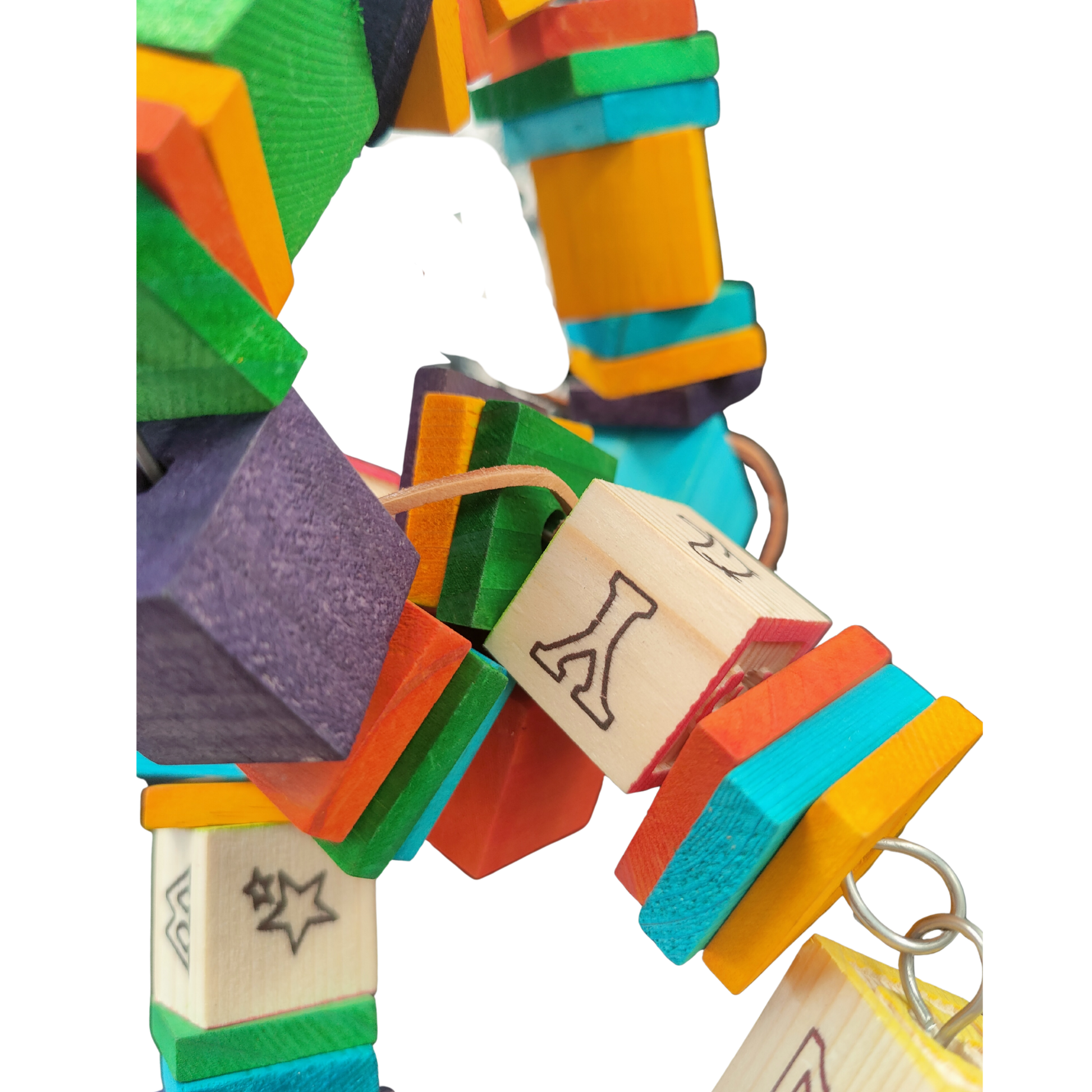 close up of the block 8 bird toy